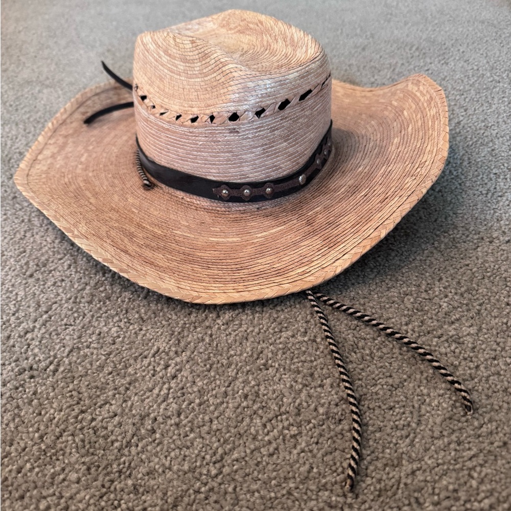 Straw Cowboy Hat with Brown Band Western Unisex 16”